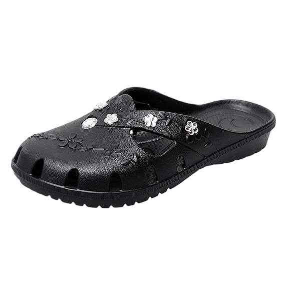 Women Rhinestone Flat Sandals EVA Garden Sandals Summer Shoes Lightweight