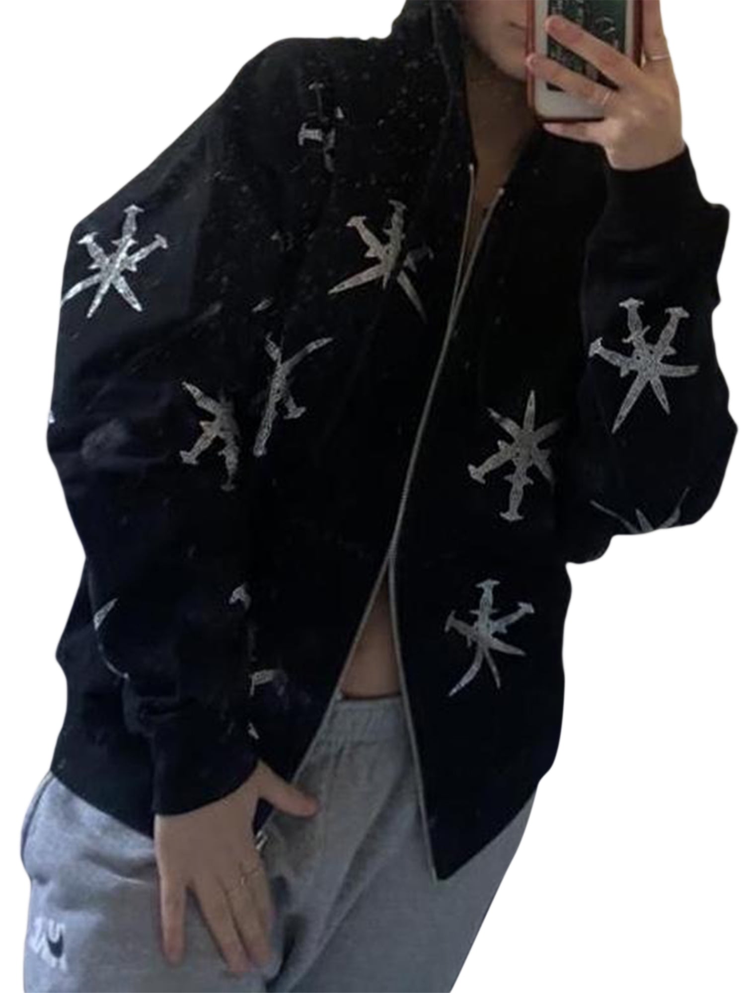 rhinestone jacket zip up