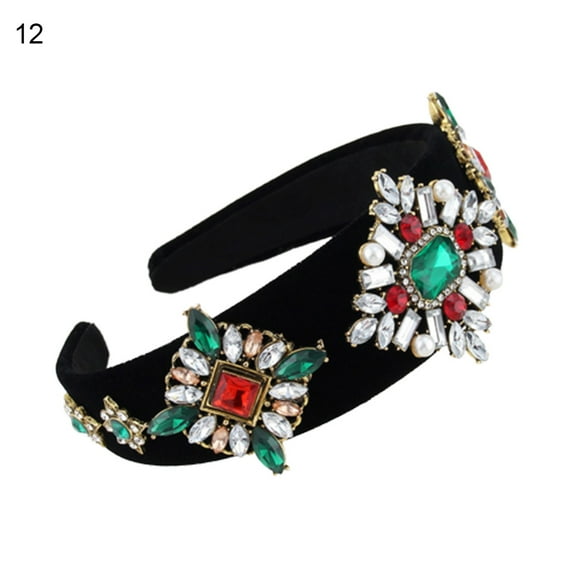 Women Rhinestone Headband, Fashion Elegant Shiny Rhinestone Faux Pearl Hairband Hair Hoop Accessory for Wedding Vacation Dating Shopping