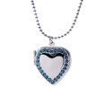 thumbnail image 1 of Women Rhinestone Heart Photo Frame Locket Necklace Clavicle Chain Jewelry Gift, 1 of 8