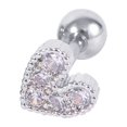 thumbnail image 1 of Women Rhinestone Inlaid Heart Ear Stud, Piercing Cartilage Jewelry, 1 of 8