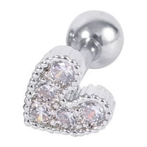 Women Rhinestone Inlaid Heart Ear Stud, Piercing Cartilage Jewelry
