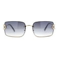 thumbnail image 1 of Women Rhinestone Jewel Rimless Rectangle Metal Rim Sunglasses Gold - Smoke, 1 of 4