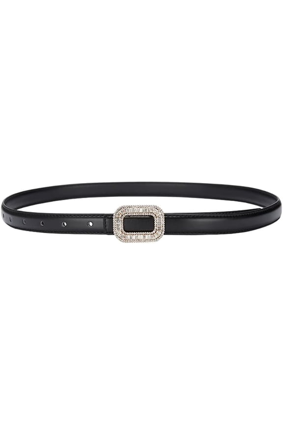 Women Rhinestone Leather Belt, Womens Leather Belt with Crystal Diamond Buckle, Designer Belts for Pants Jeans Dresses