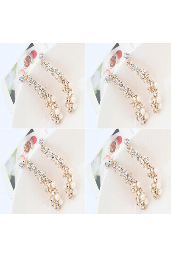 Women Rhinestone Long Drop Earrings