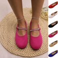 thumbnail image 1 of Women Rhinestone Mary Jane Flats, Round Toe Sparkly Buckle Strap Flat Shoes, Soft Comfort Ballet Shoes for Wedding Party, 1 of 5