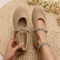 thumbnail image 1 of Women Rhinestone Mary Jane Flats, Round Toe Sparkly Buckle Strap Flat Shoes, Soft Comfort Ballet Shoes for Wedding Party, 1 of 6