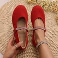 thumbnail image 1 of Women Rhinestone Mary Jane Flats, Round Toe Sparkly Buckle Strap Flat Shoes, Soft Comfort Ballet Shoes for Wedding Party, 1 of 7
