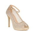 thumbnail image 1 of Women Rhinestone Peep Toe Mesh Stiletto Heel Pump 19186, 1 of 6