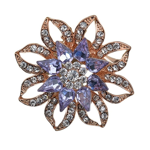 Women' Rhinestone Silk Scarf Clip Luxury Flower Buckle Holder