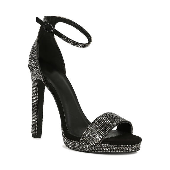 Women Rhinestone Single Band Open Toe Stiletto Heel Sandal 19416