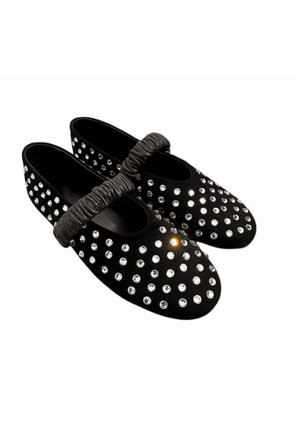 Women Rhinestone Studded Flats Slip On Pointed Toe Shoes
