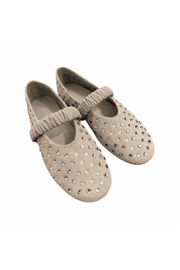 Women Rhinestone Studded Flats Slip On Pointed Toe Shoes