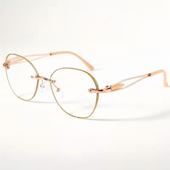 Women Rhinestone Unframed Reading Glasses Lightweight Edge Cut Design Readers