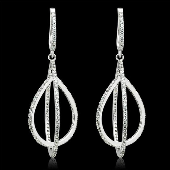 Women Rhodium 925 Sterling Silver Earrings with AAA Grade CZ in Clear