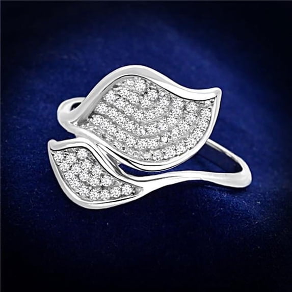 Women Rhodium 925 Sterling Silver Ring with AAA Grade CZ in Clear - Size 5