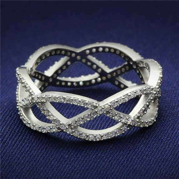Women Rhodium 925 Sterling Silver Ring with AAA Grade CZ in Clear - Size 6