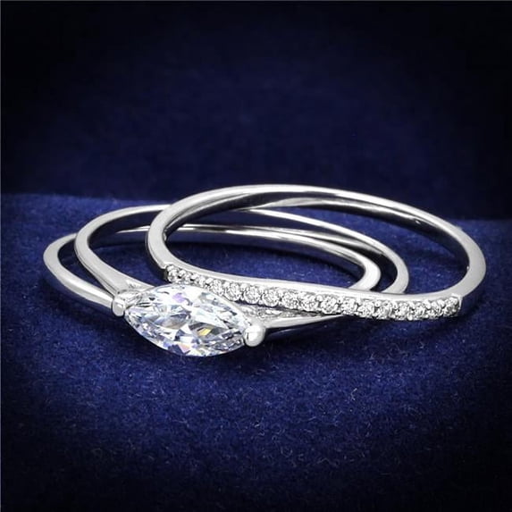 Women Rhodium 925 Sterling Silver Ring with AAA Grade CZ in Clear - Size 7