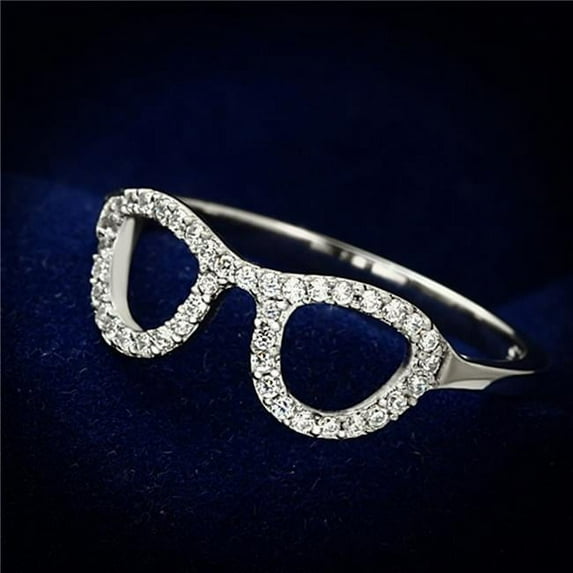 Women Rhodium 925 Sterling Silver Ring with AAA Grade CZ in Clear - Size 7