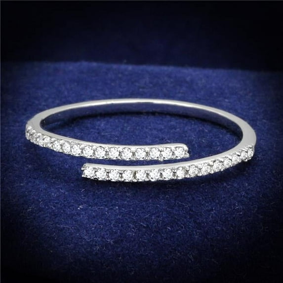 Women Rhodium 925 Sterling Silver Ring with AAA Grade CZ in Clear - Size 7