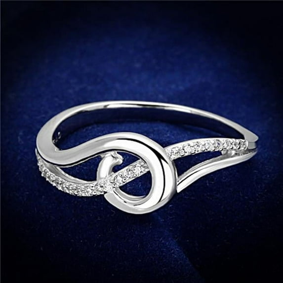 Women Rhodium 925 Sterling Silver Ring with AAA Grade CZ in Clear - Size 7