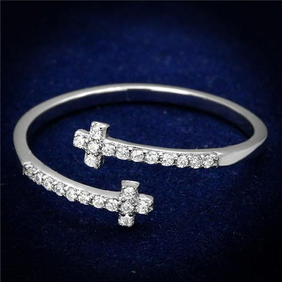 Women Rhodium 925 Sterling Silver Ring with AAA Grade CZ in Clear - Size 7