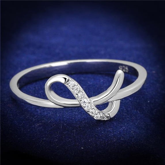 Women Rhodium 925 Sterling Silver Ring with AAA Grade CZ in Clear - Size 7