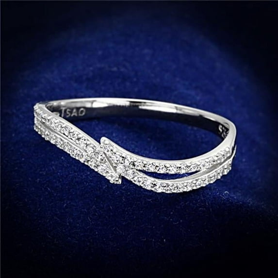 Women Rhodium 925 Sterling Silver Ring with AAA Grade CZ in Clear - Size 8