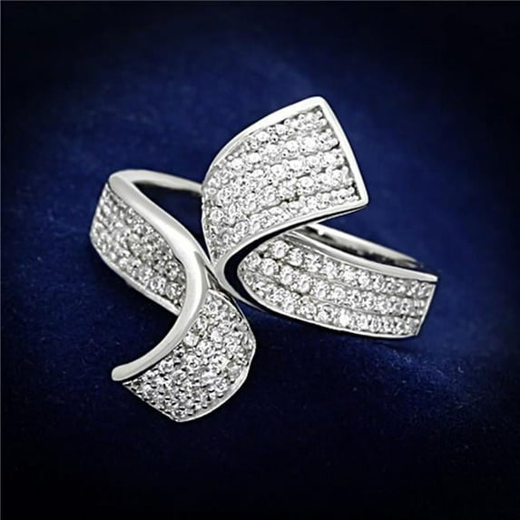 Women Rhodium 925 Sterling Silver Ring with AAA Grade CZ in Clear - Size 9
