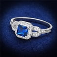 thumbnail image 1 of Women Rhodium 925 Sterling Silver Ring with Synthetic in London Blue - Size 7, 1 of 1