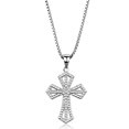 thumbnail image 1 of Women Rhodium Brass Chain Pendant with AAA Grade CZ in Clear - 16 in., 1 of 1