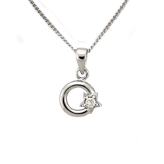 Women Rhodium Brass Chain Pendant with AAA Grade CZ in Clear - 16 in.
