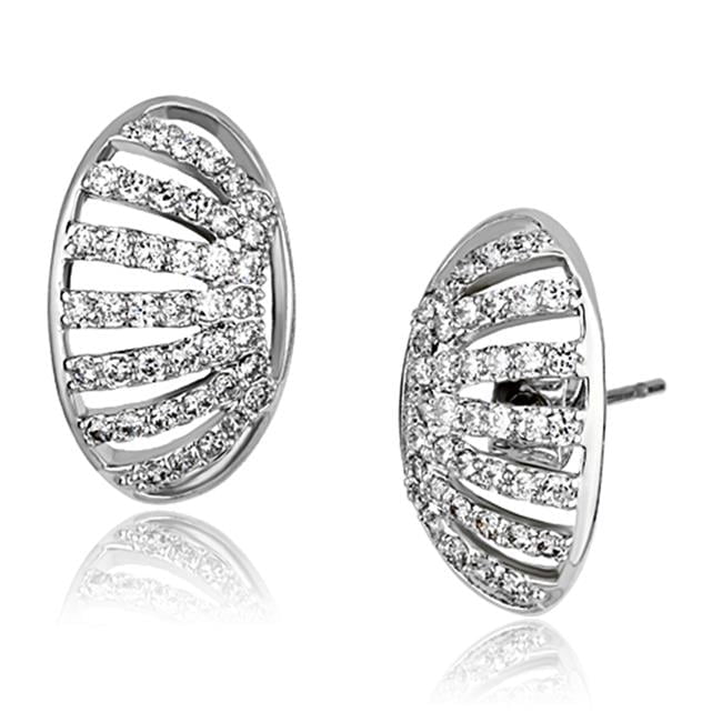 Women Rhodium Brass Earrings with AAA Grade CZ in Clear