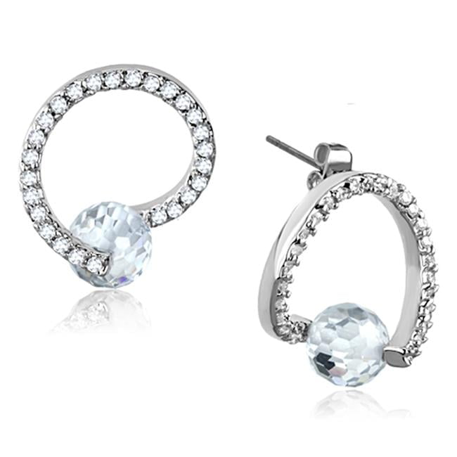 Women Rhodium Brass Earrings with AAA Grade CZ in Clear