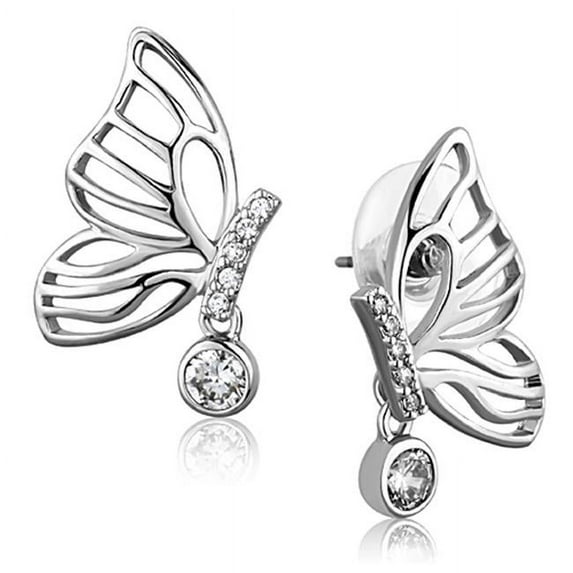 Women Rhodium Brass Earrings with AAA Grade CZ in Clear