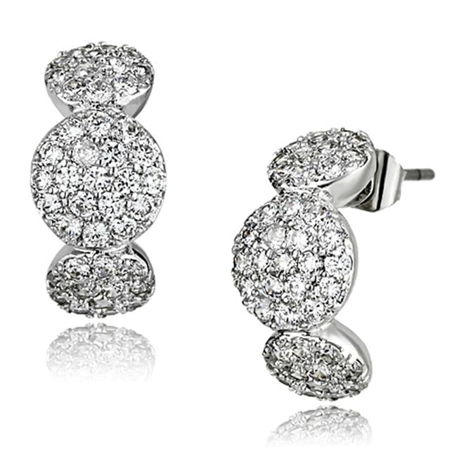 Women Rhodium Brass Earrings with AAA Grade CZ in Clear