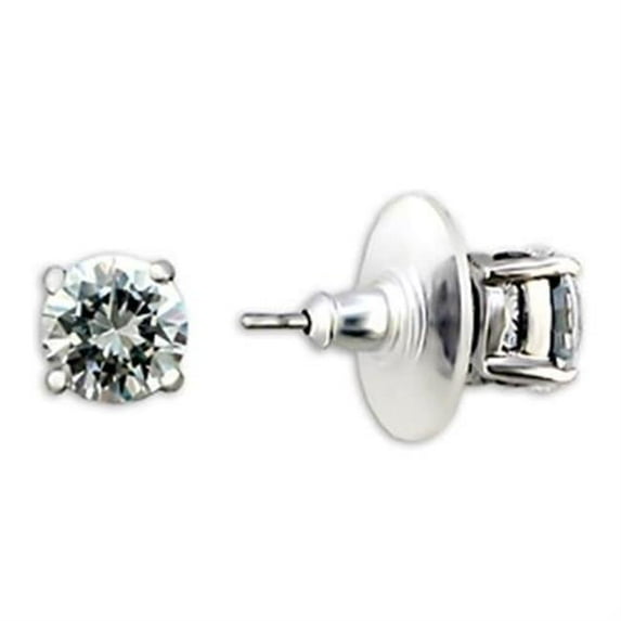 Women Rhodium Brass Earrings with AAA Grade CZ in Clear