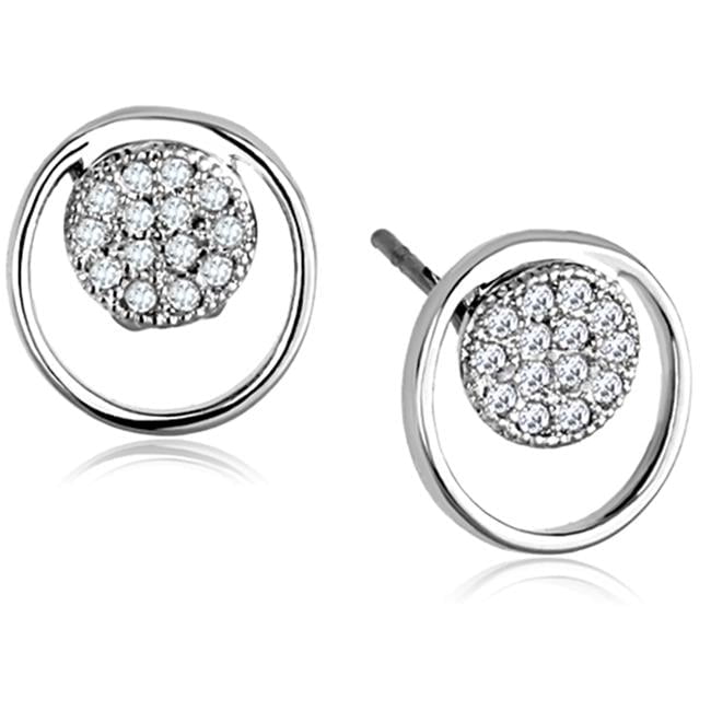 Women Rhodium Brass Earrings with AAA Grade CZ in Clear