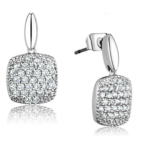 Women Rhodium Brass Earrings with AAA Grade CZ in Clear