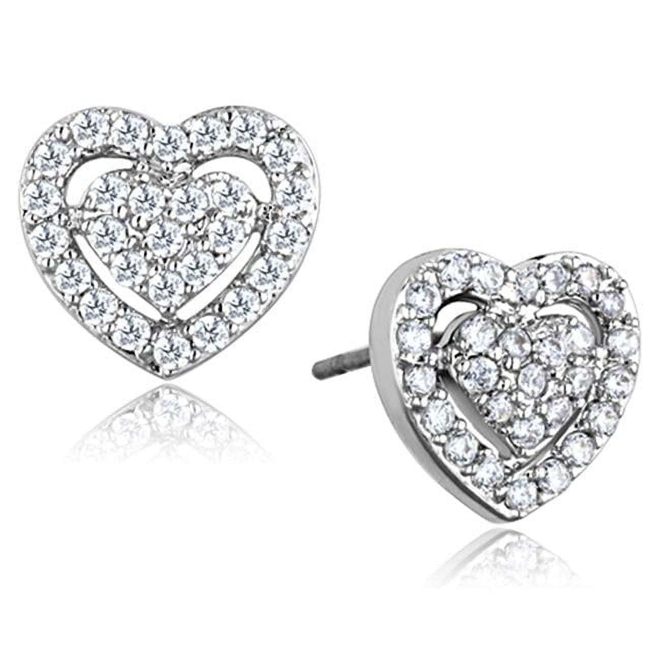 Women Rhodium Brass Earrings with AAA Grade CZ in Clear