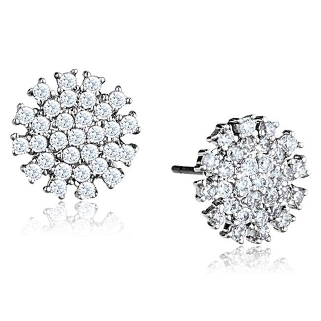 Women Rhodium Brass Earrings with AAA Grade CZ in Clear