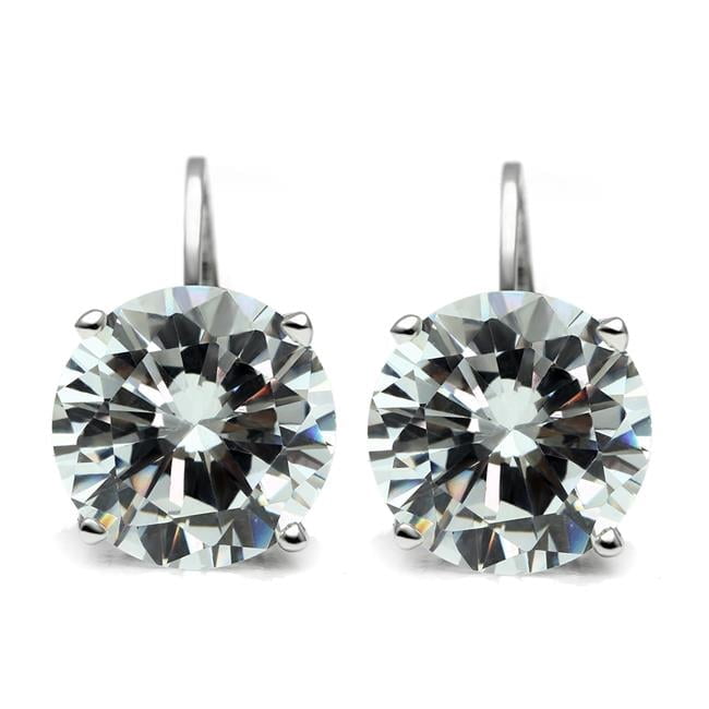 Women Rhodium Brass Earrings with AAA Grade CZ in Clear