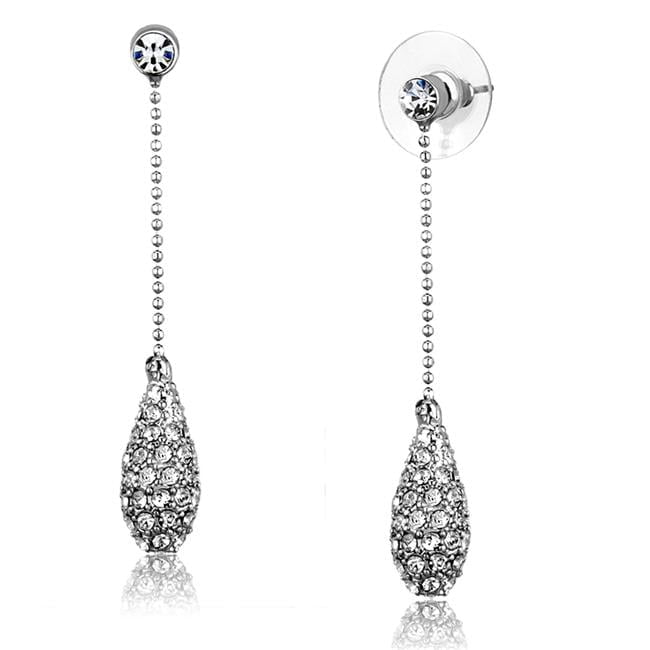 Women Rhodium Brass Earrings with Top Grade Crystal in Clear