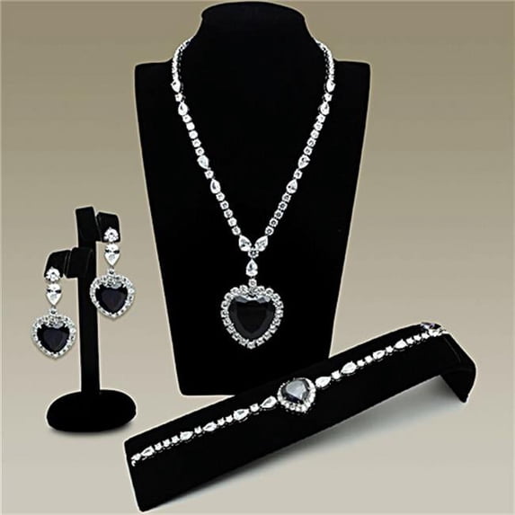 Women Rhodium Brass Jewelry Sets with AAA Grade CZ in Amethyst