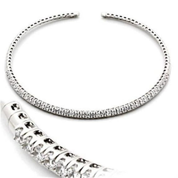 Women Rhodium Brass Necklace with AAA Grade CZ in Clear - 16 in.