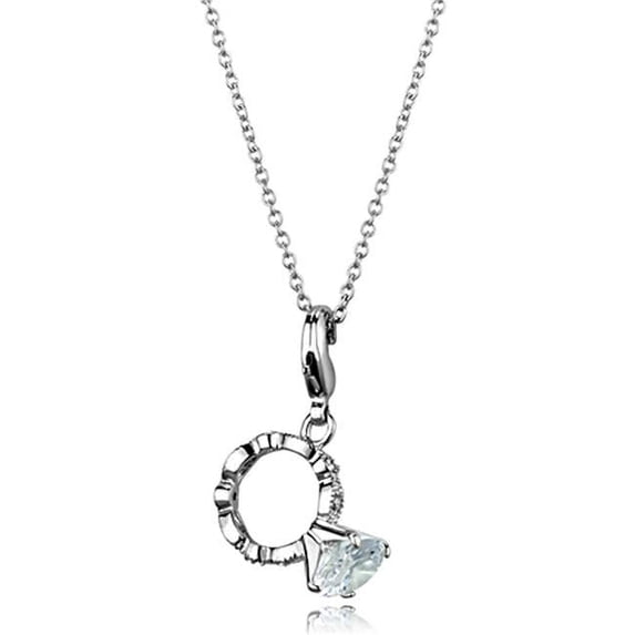 Women Rhodium Brass Pendant with AAA Grade CZ in Clear
