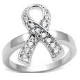 thumbnail image 1 of Women Rhodium Brass Ring with AAA Grade CZ in Clear - Size 5, 1 of 1