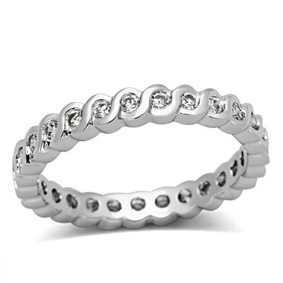 Women Rhodium Brass Ring with AAA Grade CZ in Clear - Size 6