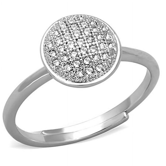 Women Rhodium Brass Ring with AAA Grade CZ in Clear - Size 7
