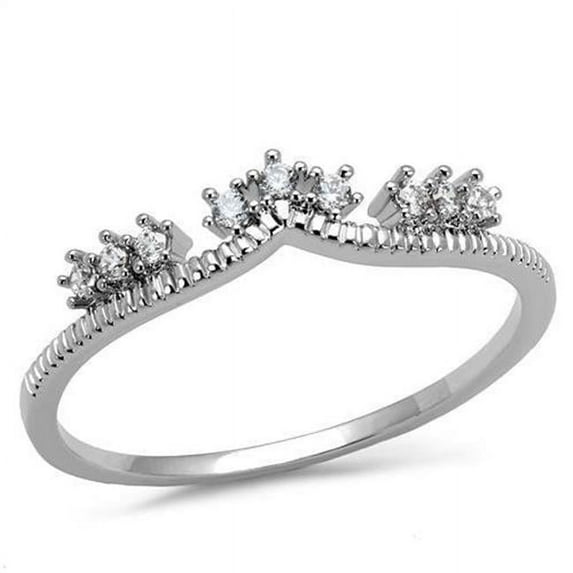 Women Rhodium Brass Ring with AAA Grade CZ in Clear - Size 7